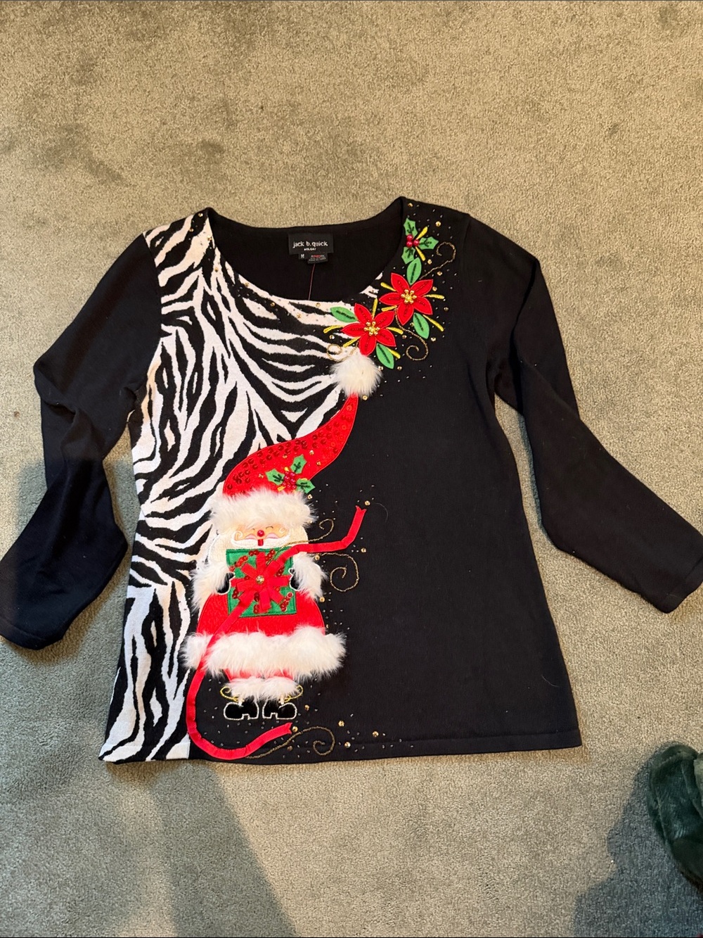 Festive Holiday Santa Sweater - size M